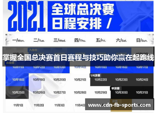 掌握全国总决赛首日赛程与技巧助你赢在起跑线 掌握全国总决赛首日赛程与技巧助你赢在起跑线