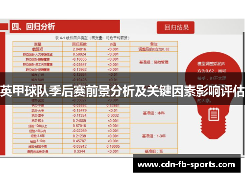 英甲球队季后赛前景分析及关键因素影响评估